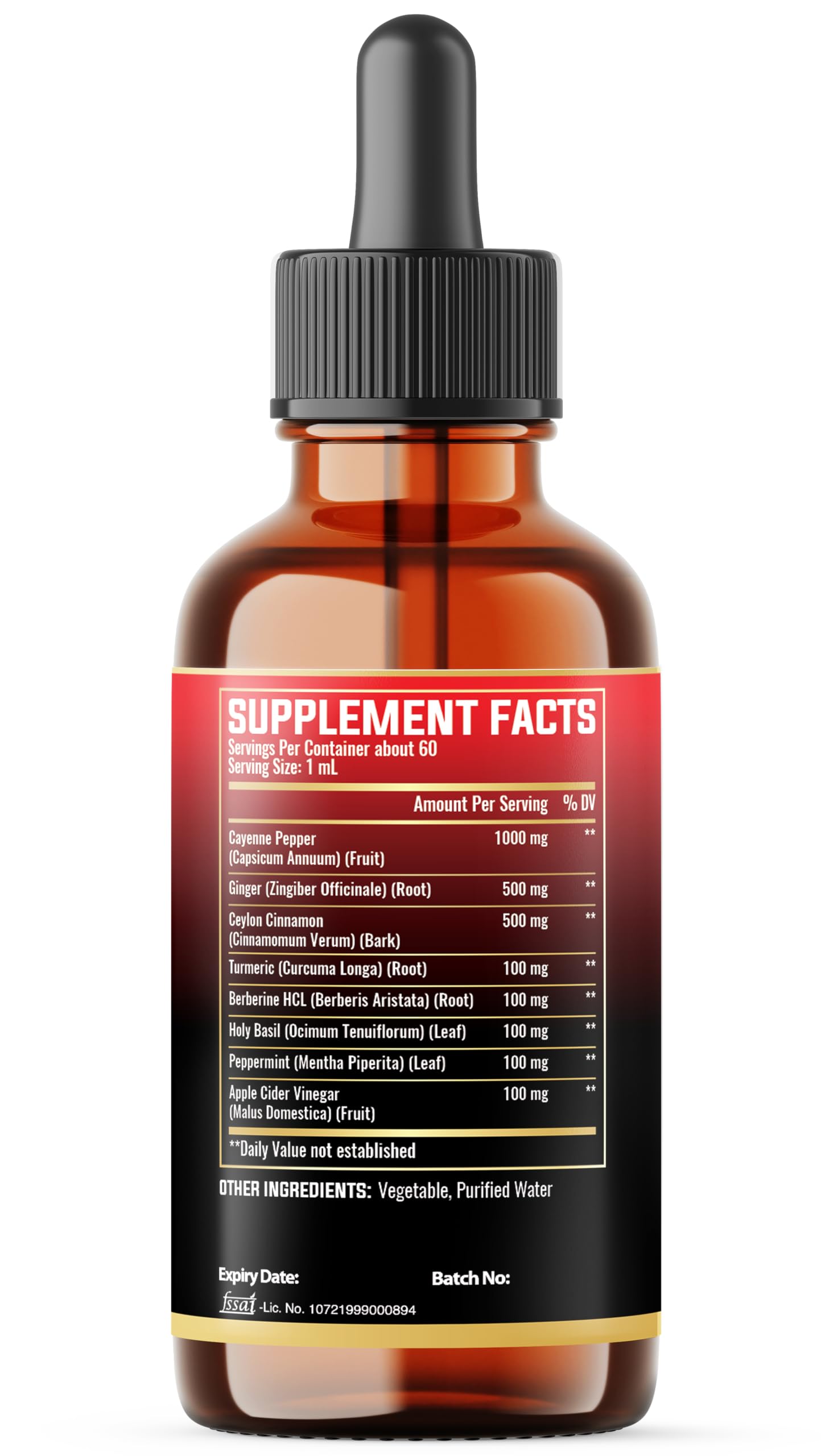 MILIVOL Liquid Cayenne Pepper Drops 60ml back view