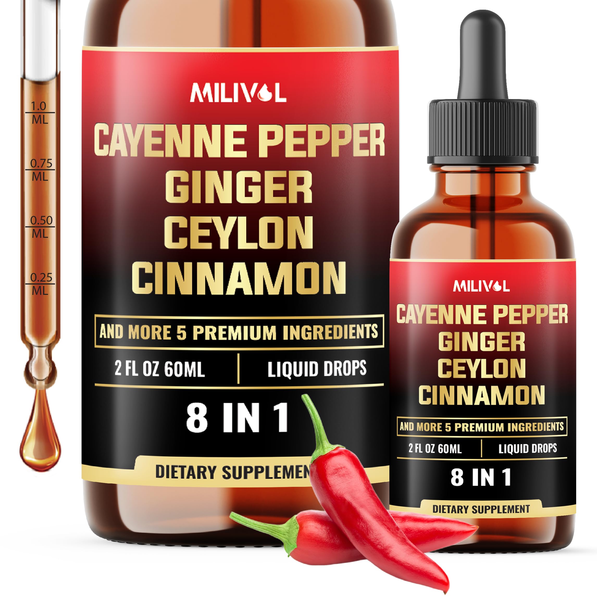 MILIVOL Liquid Cayenne Pepper Drops 60ml front view
