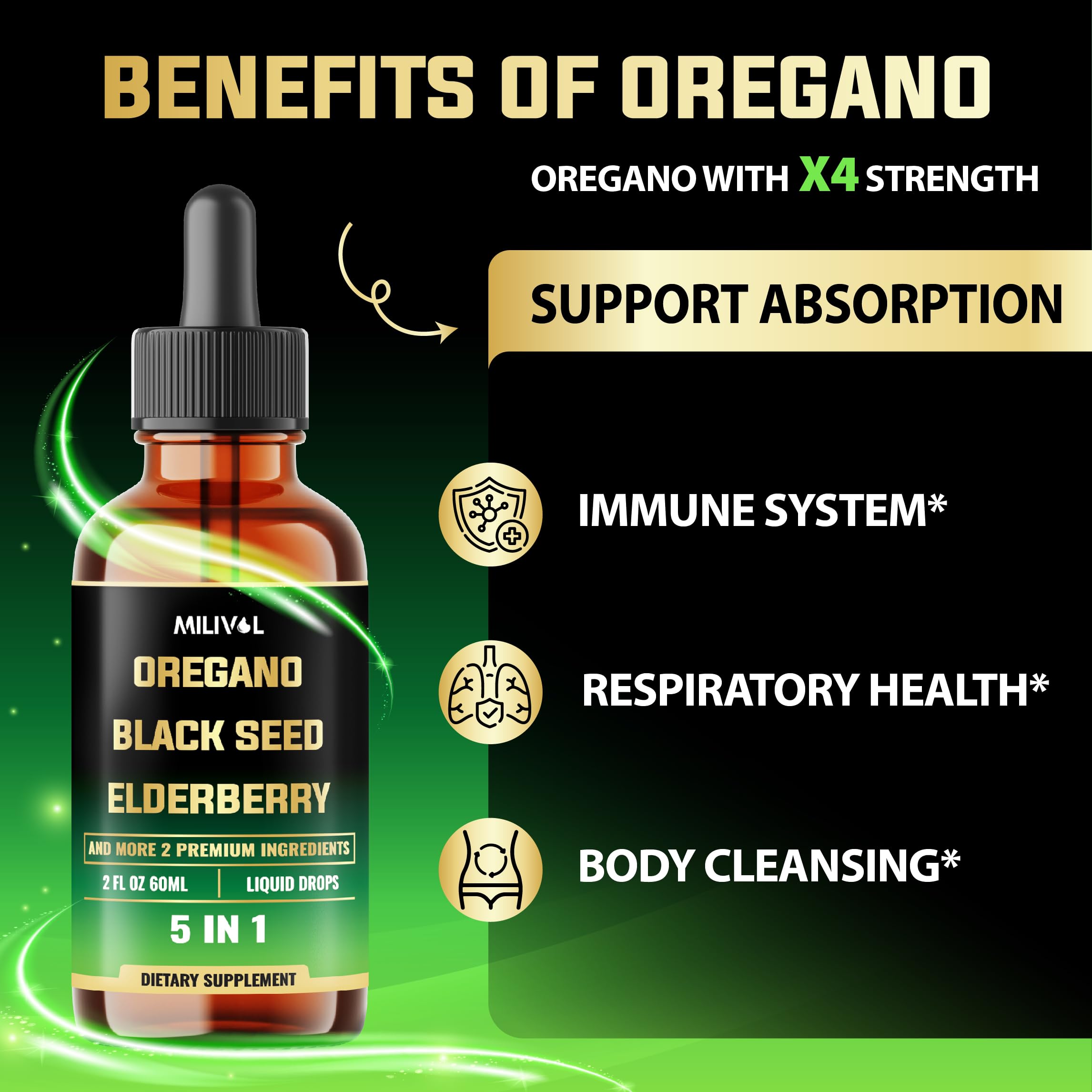 MILIVOL Oregano Oil Drops packaging side view