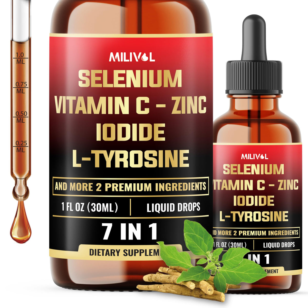 MILIVOL Selenium Liquid Drops 30ml bottle front view