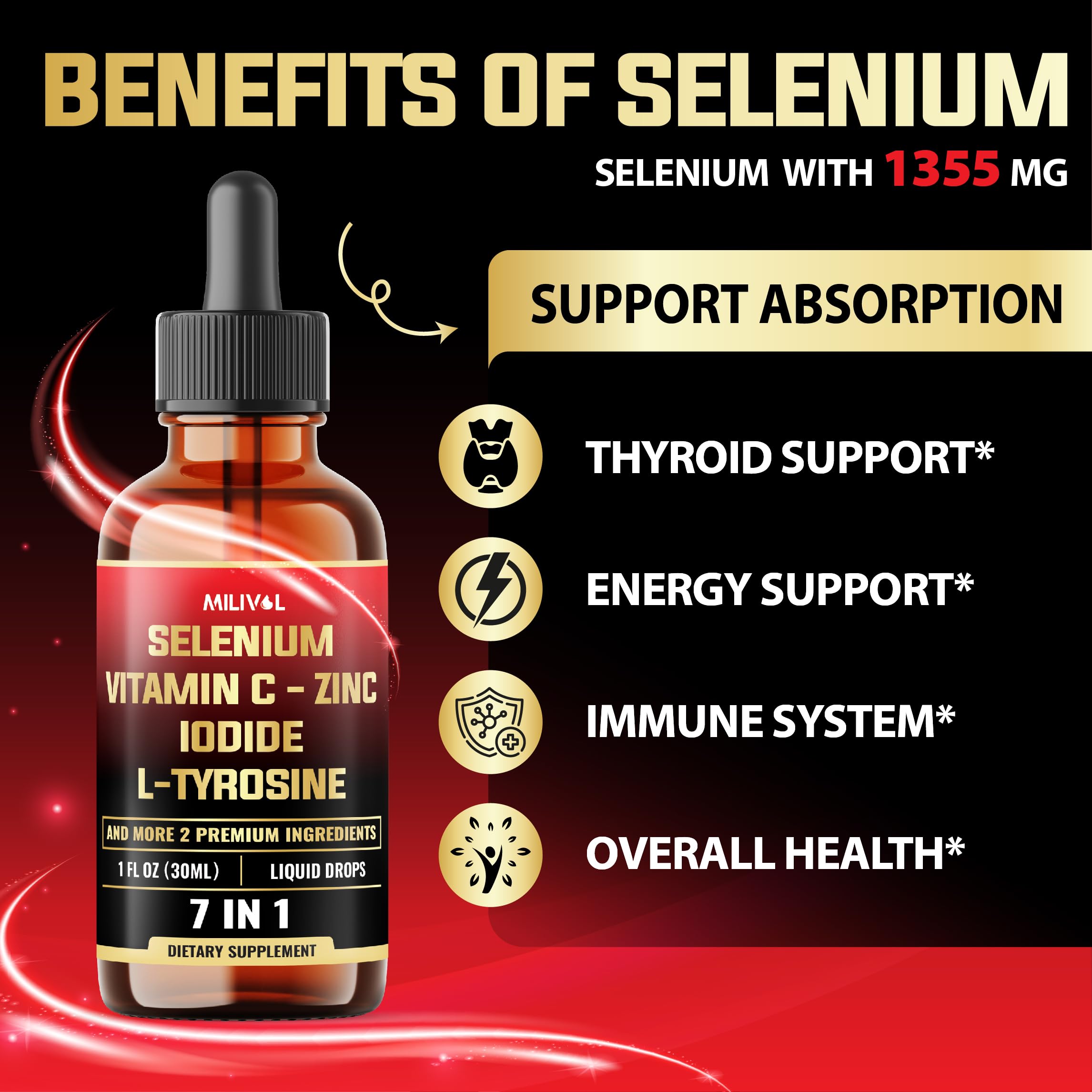 MILIVOL Selenium Liquid Drops 30ml with measuring dropper