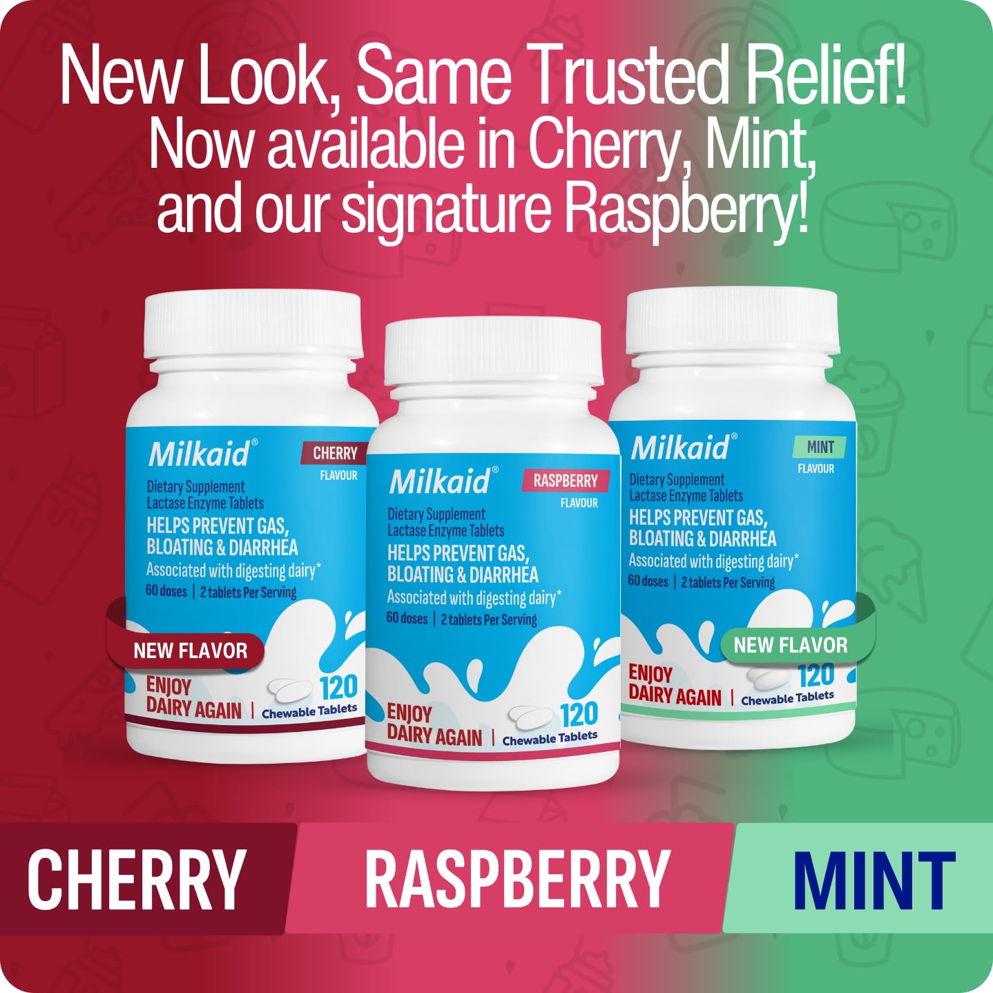 Milkaid Lactase Chewable Tablets 100g close-up of tablets
