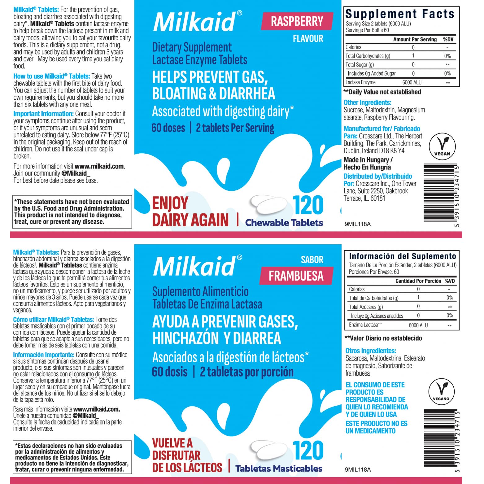 Milkaid Lactase Chewable Tablets 100g in hand for easy access