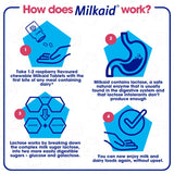Milkaid Lactase Chewable Tablets 100g side view showing tablet size