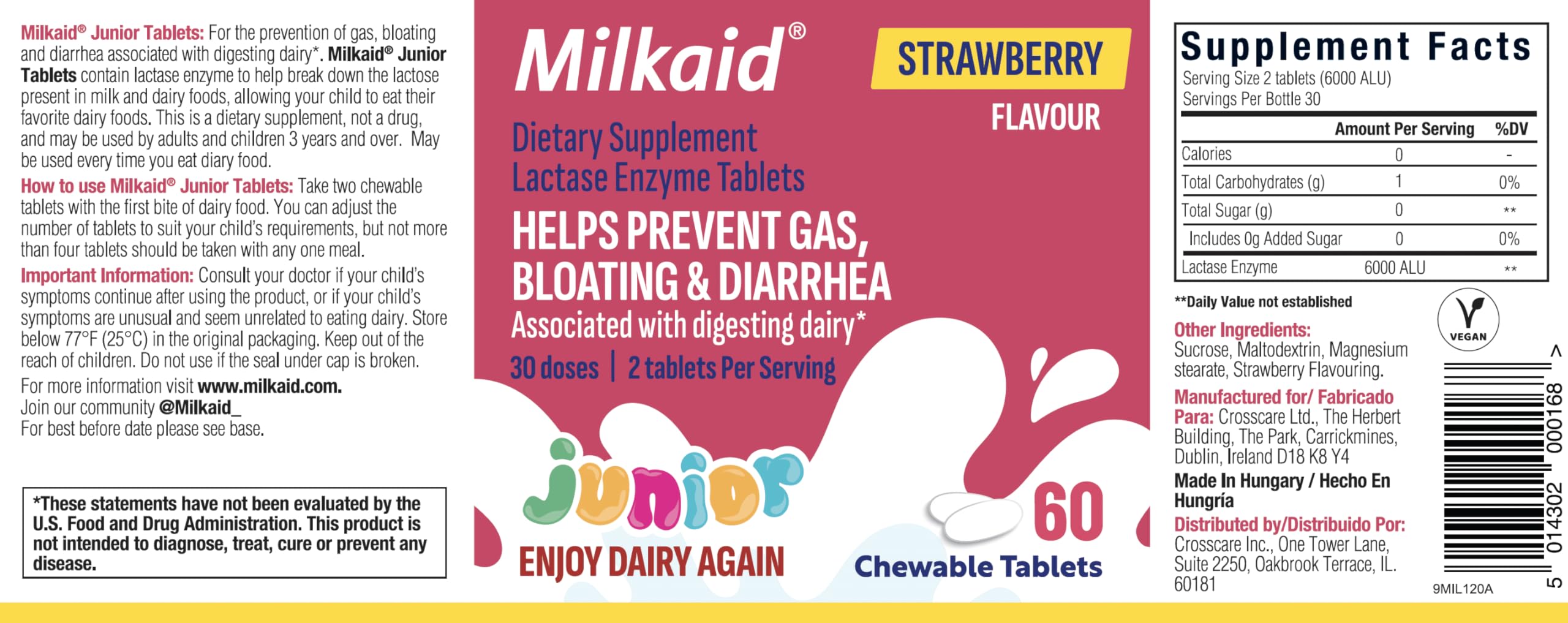 Milkaid Strawberry Flavoured Chewable Tablets close-up