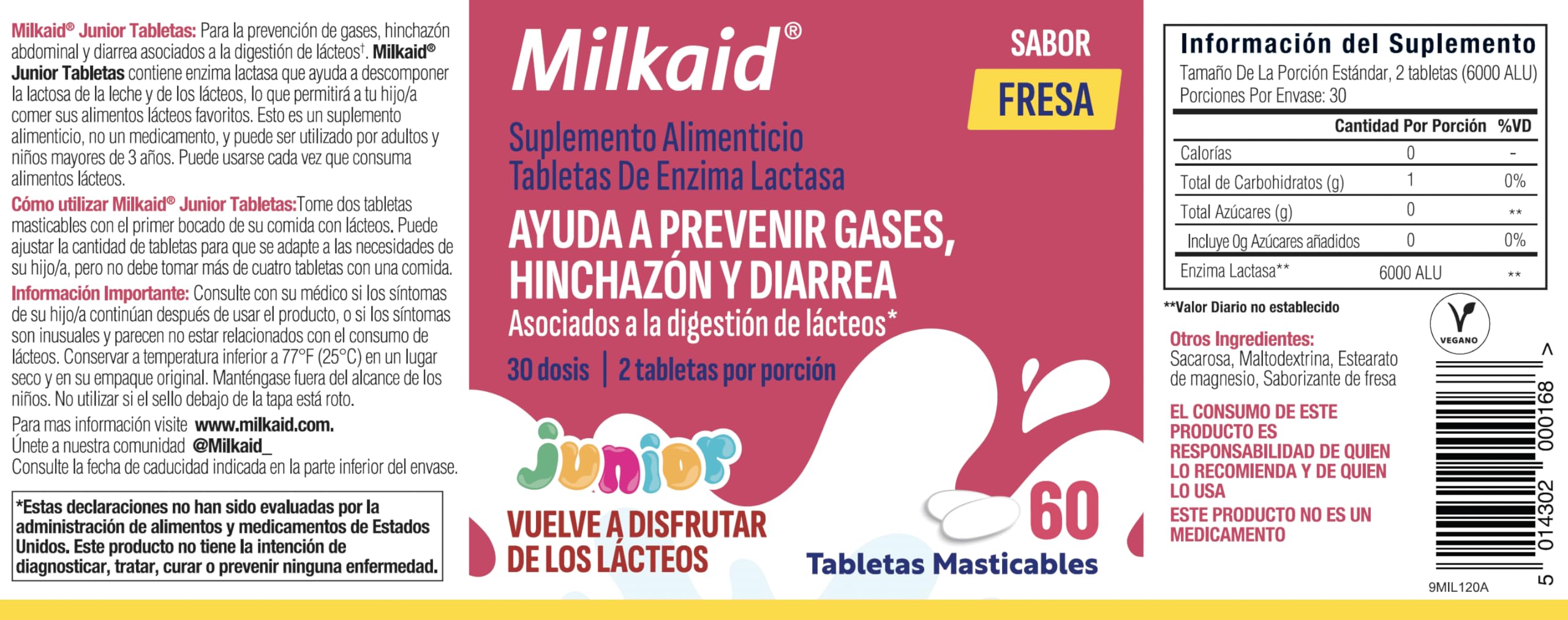 Milkaid Strawberry Tablets in a hand with a glass of water