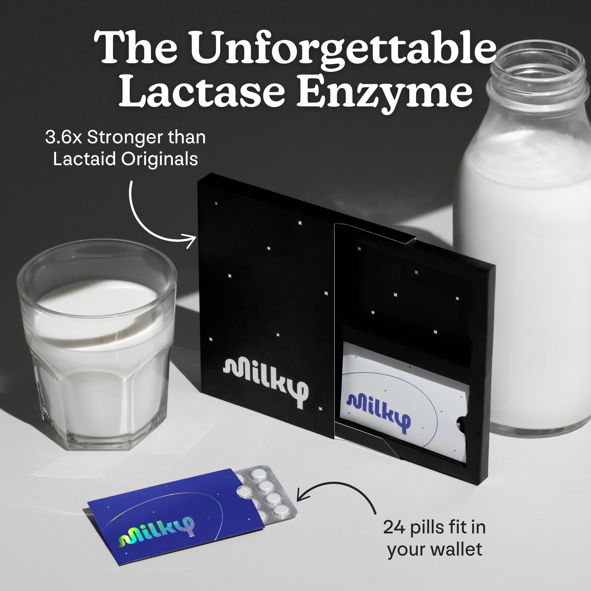 Milky Lactose Intolerance Pills in a lifestyle setting