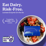 Milky Lactose Intolerance Pills in credit-card sleeve