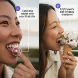 Milky Lactose Intolerance Pills showing all-natural ingredients