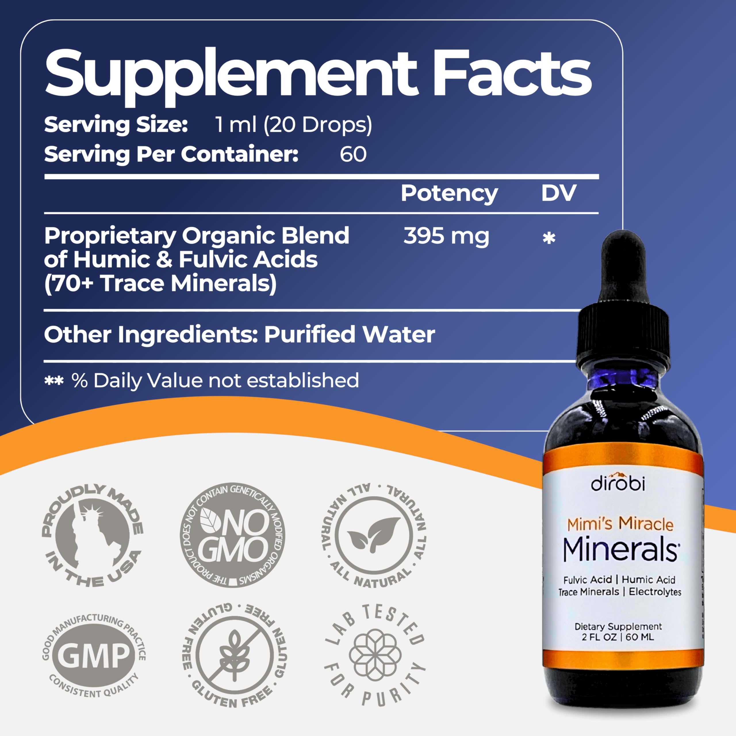 Mimi's Miracle Minerals Fulvic Humic Mineral Blend 249g dropper in use