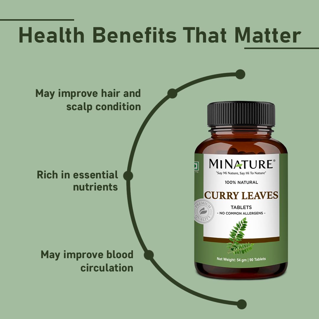 minature Curry Leaves Tablets 1000mg close-up of tablets