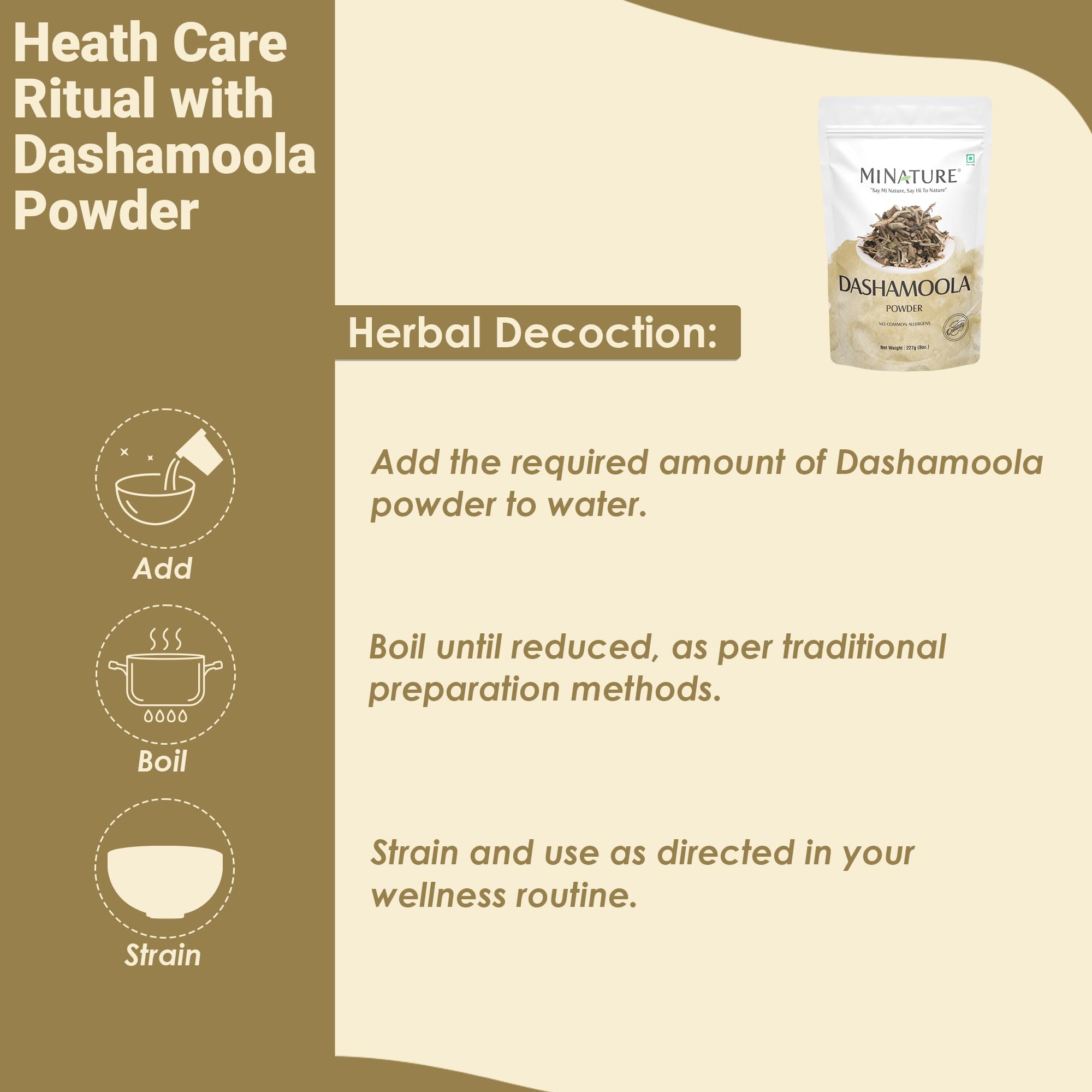 minature Dashamoola Herbal Powder 227g mixed in a smoothie