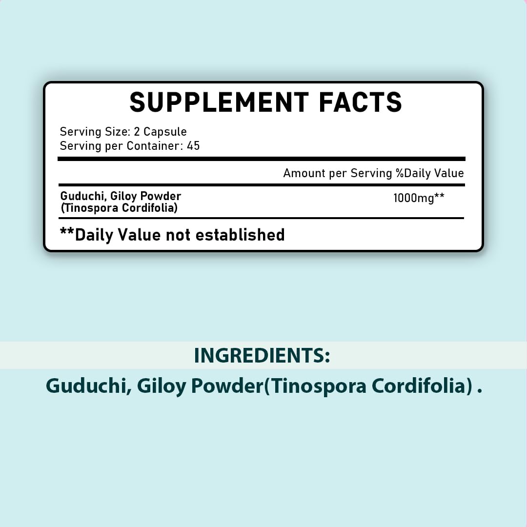 minature Giloy Tablets side view showing ingredients