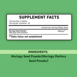 minature Moringa Seed Powder 1000mg supplement back view