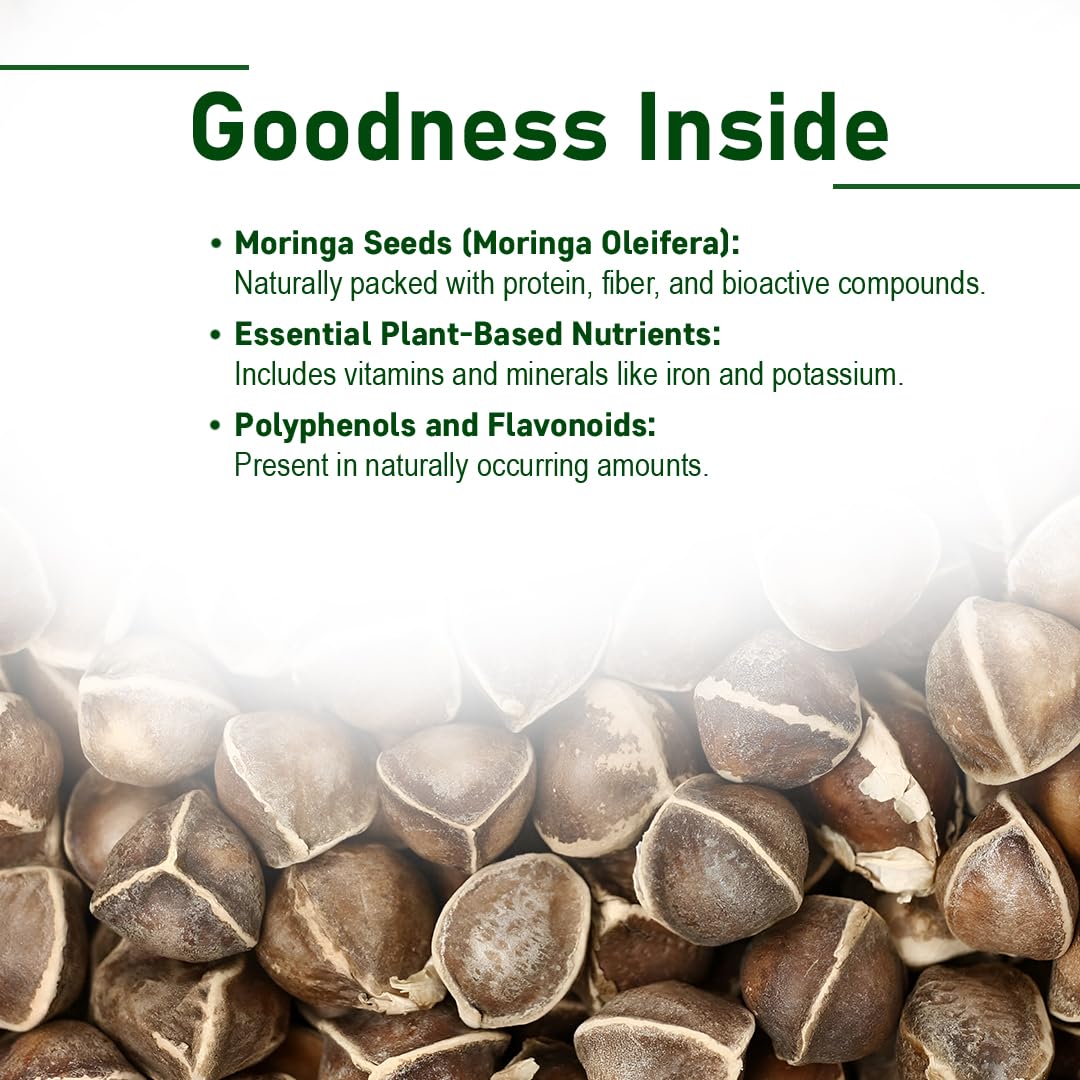 minature Moringa Seed Powder 1000mg supplement side view