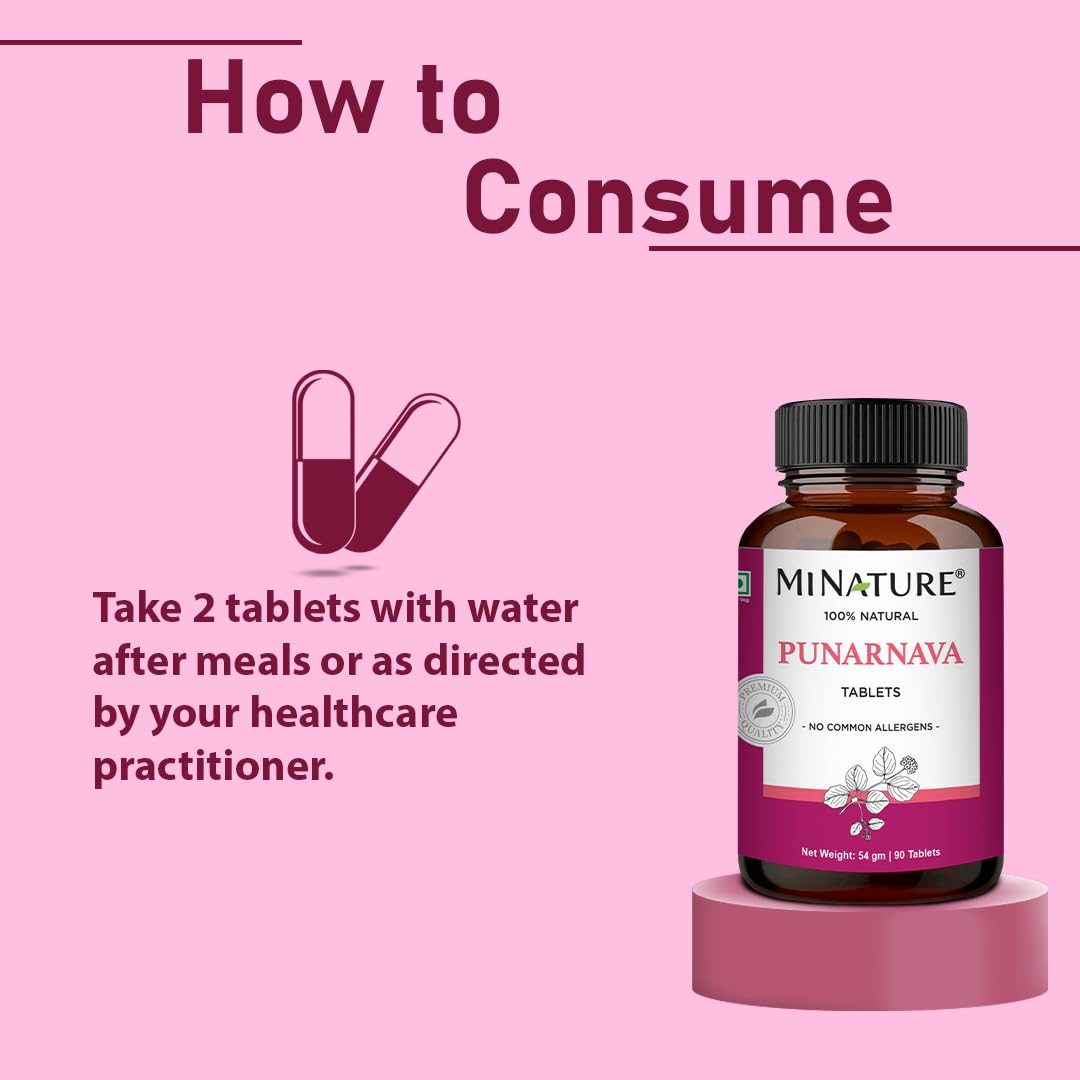 minature Punarnava Tablets 1000mg lifestyle scene with a glass of water