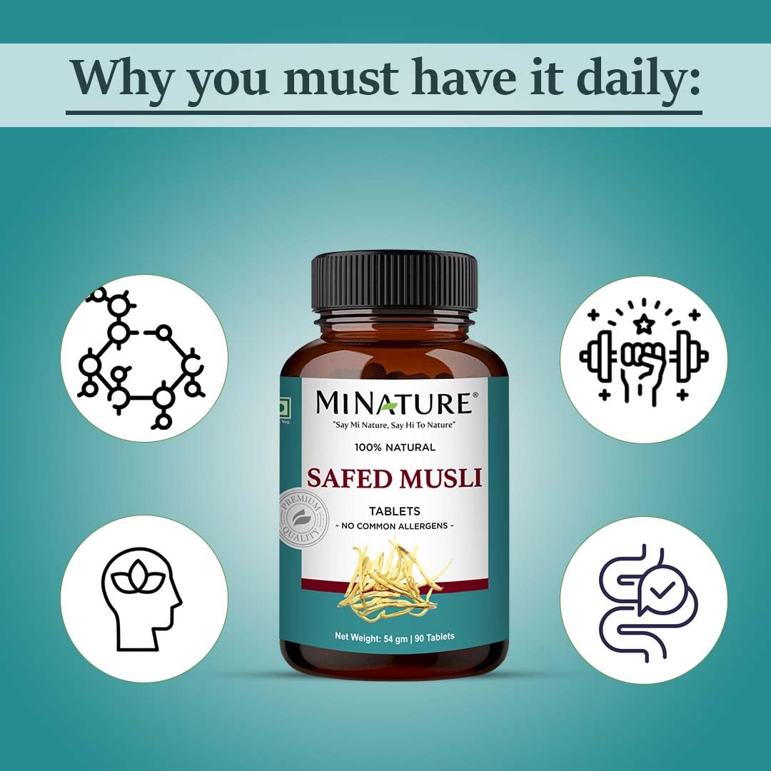 minature Safed Musli Tablets opened bottle view