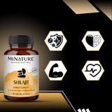 minature Shilajit Capsules 1000mg side view with packaging