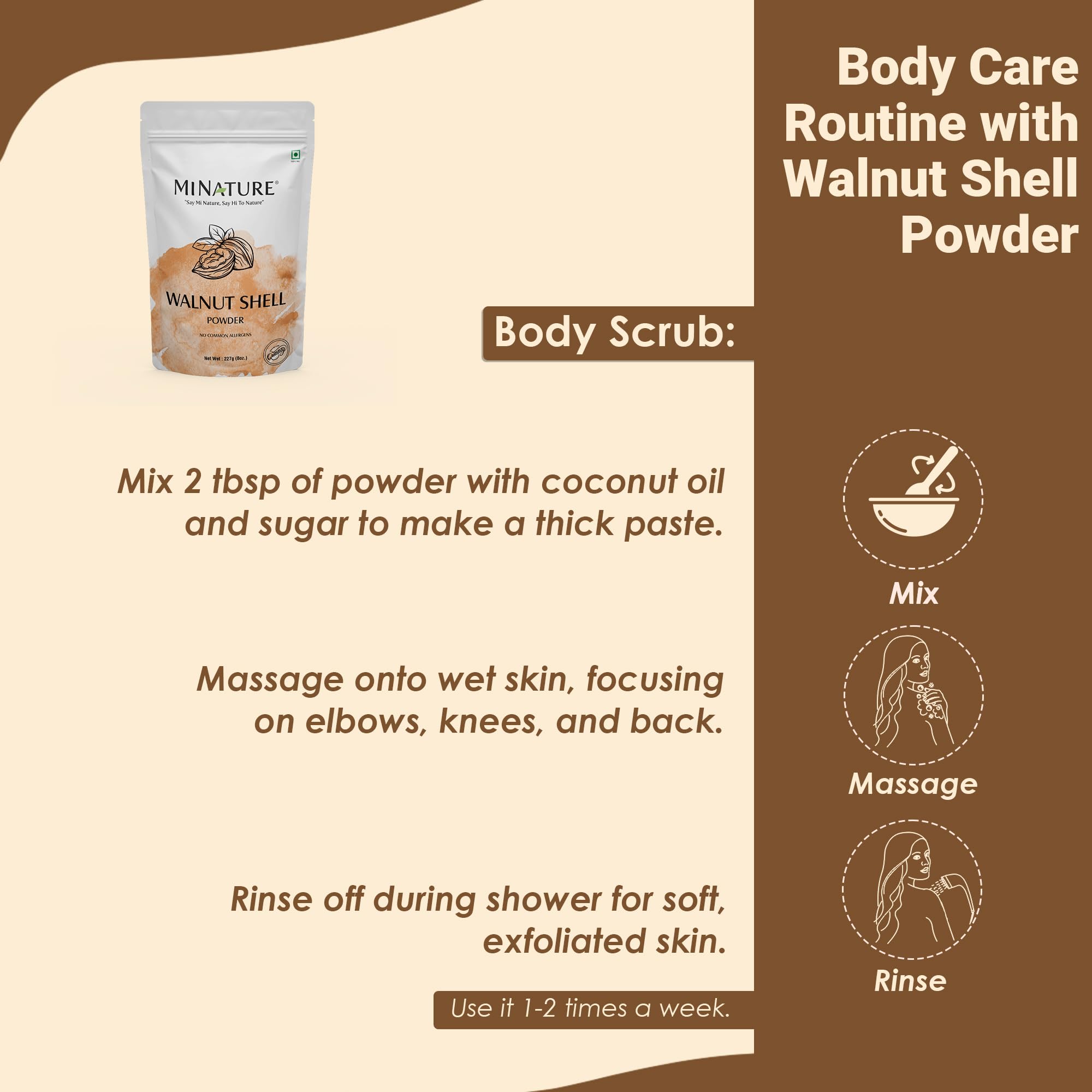minature Walnut Shell Powder in a bowl with spoon