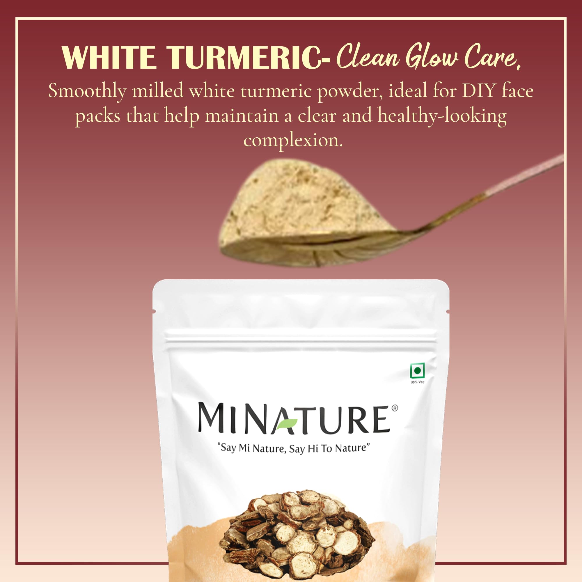 minature White Turmeric Powder packaging with ingredients