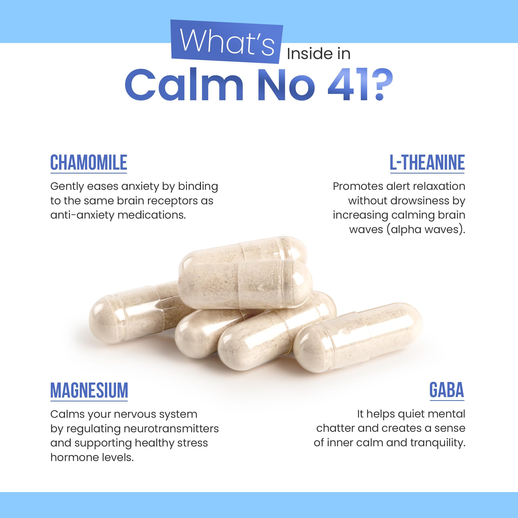 Mind Soak Calm No. 41 capsules in a hand for size reference