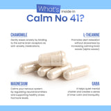 Mind Soak Calm No. 41 capsules in a hand for size reference