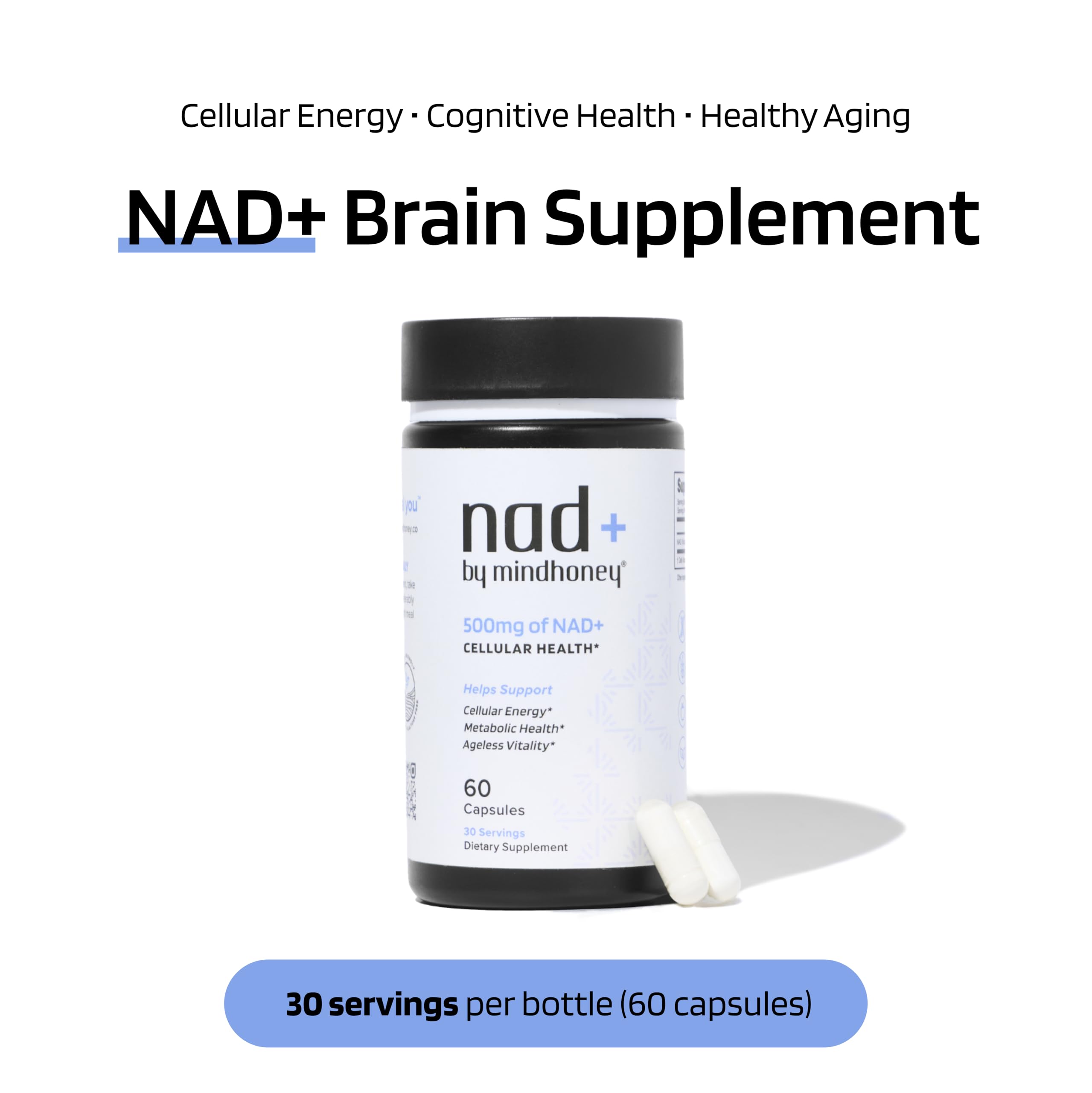 MINDHONEY NAD+ supplement bottle back view
