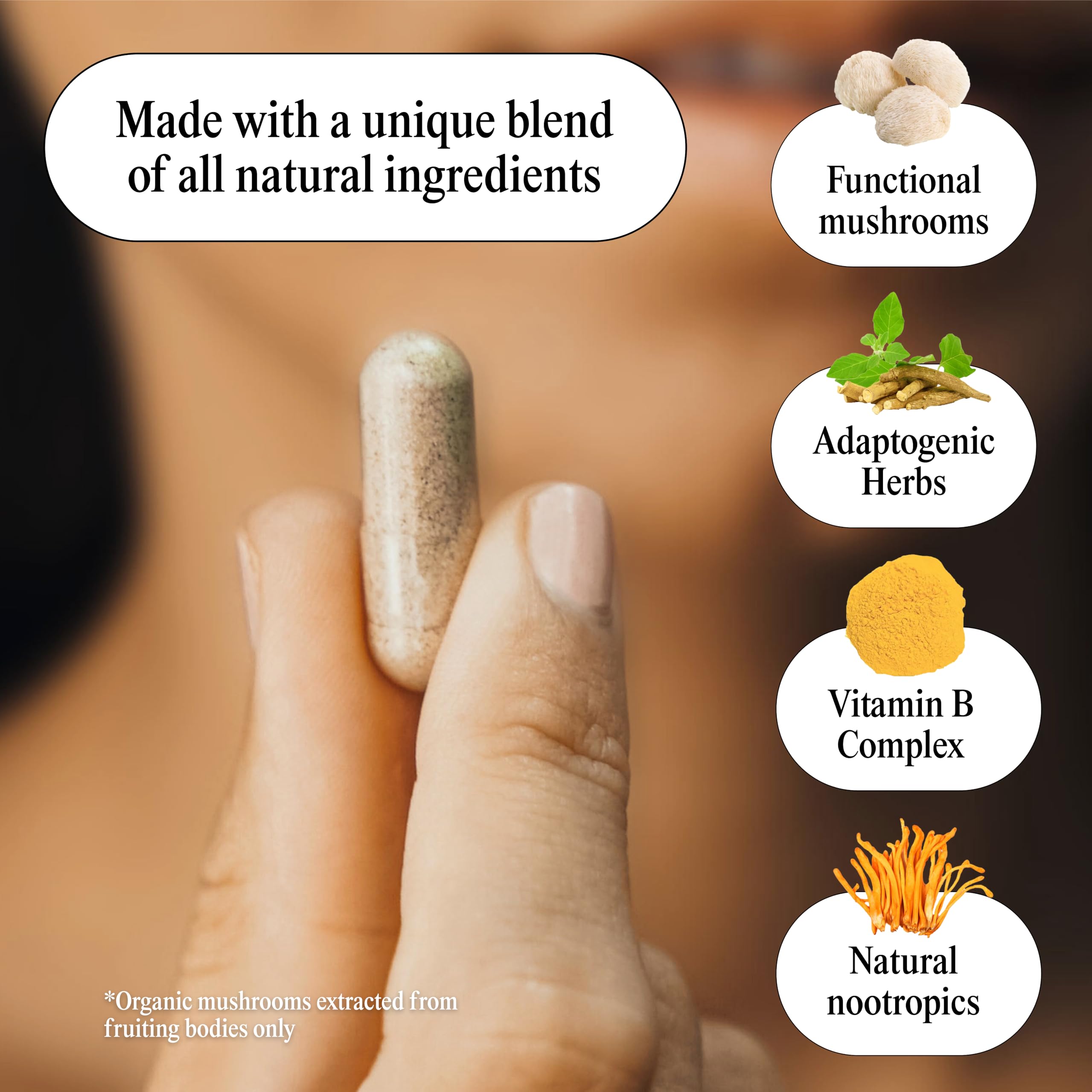 MINDHONEY Nootropic Supplement side view showing capsule