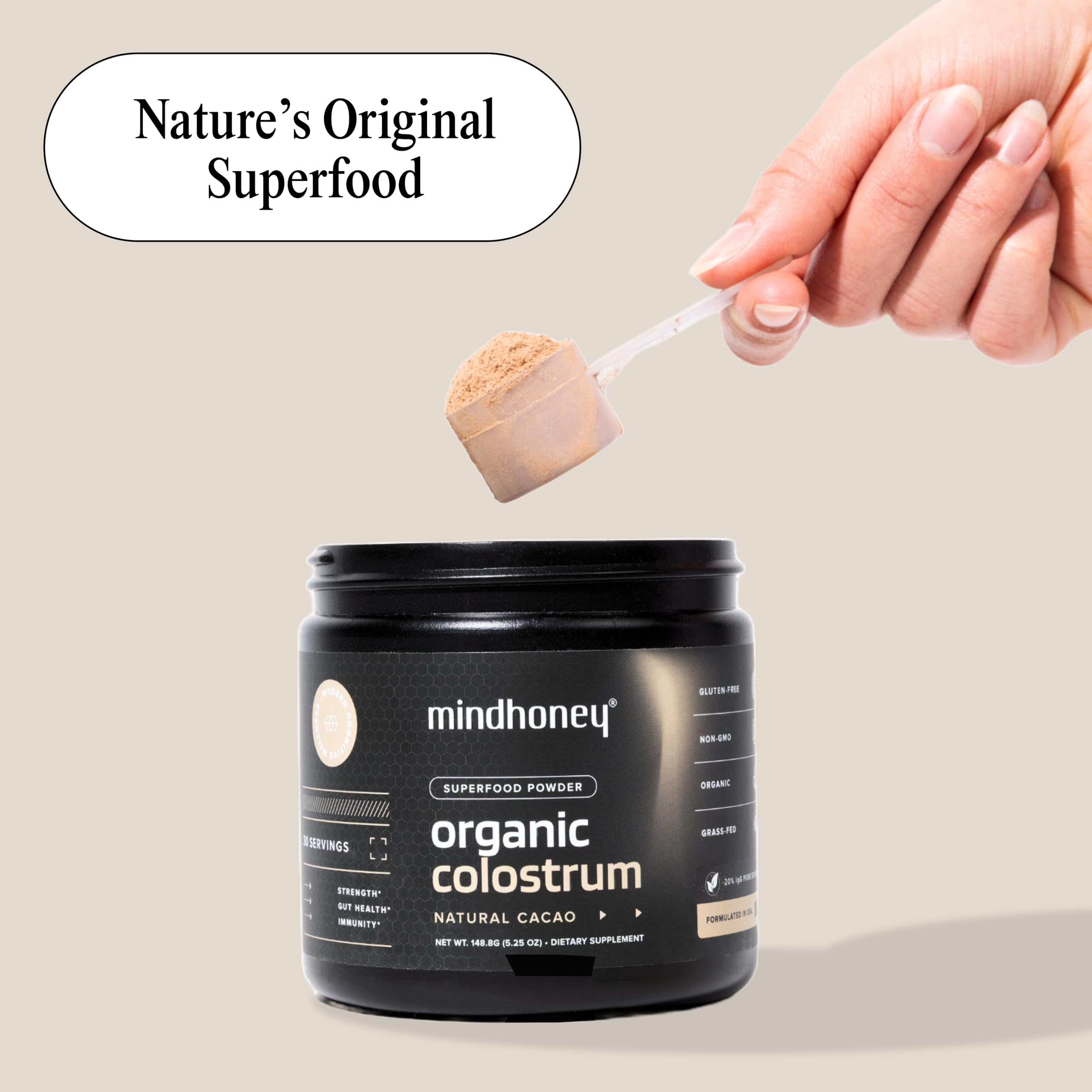 MINDHONEY Organic Colostrum Chocolate Powder with cacao