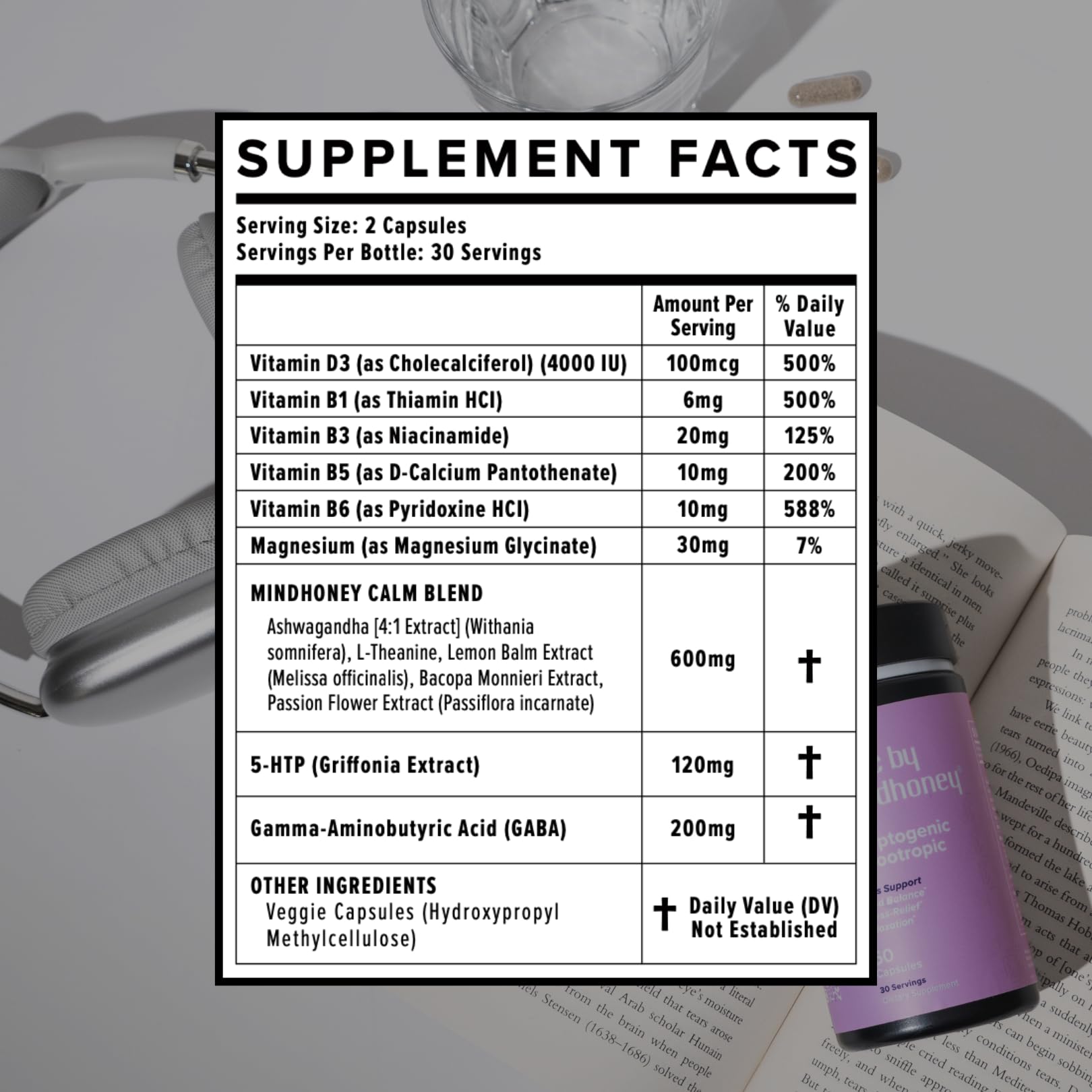 MINDHONEY Sync supplement bottle with a measuring spoon