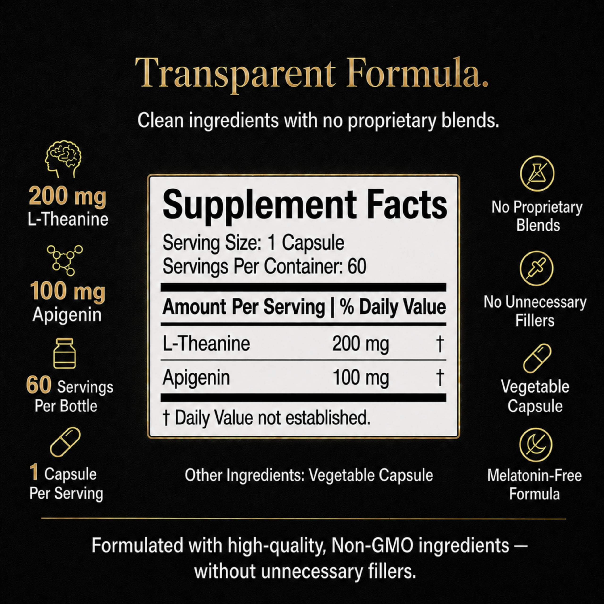 Mindvance Apigenin + L-Theanine capsules with measuring spoon