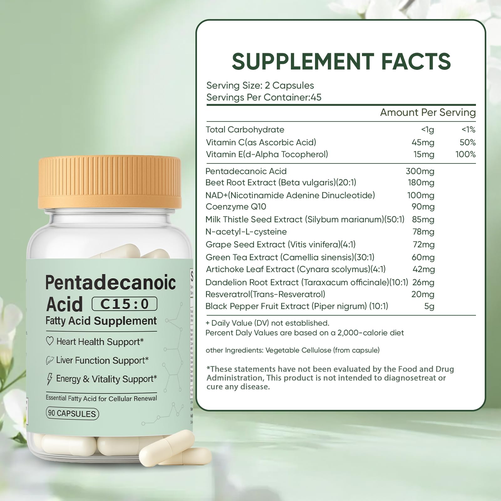 minyang C15:0 supplement vegan capsules side view