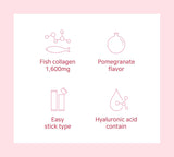 Mippeum Pomegranate Collagen Jelly Stick with pomegranate background