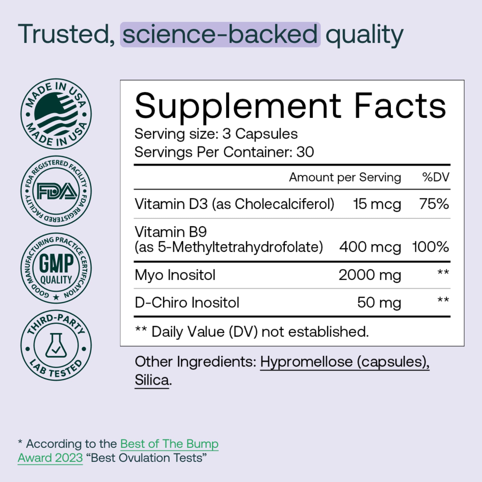 MIRA PCOS Multivitamins ingredients list