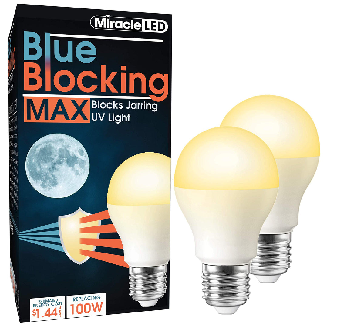 Miracle LED 12W Blue Blocking Sleep Bulb Amber Glow front view