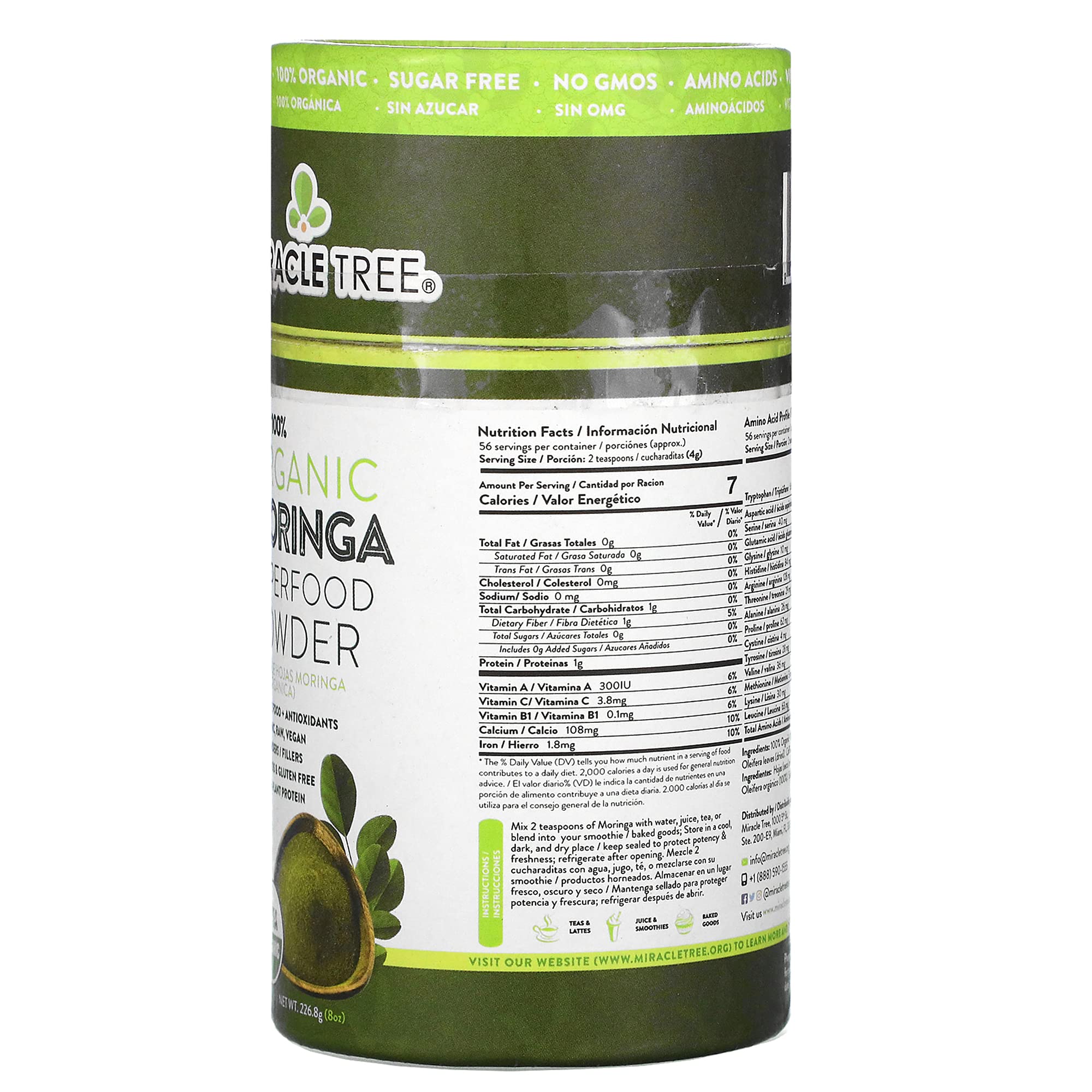 Miracle Tree Moringa Powder in a smoothie
