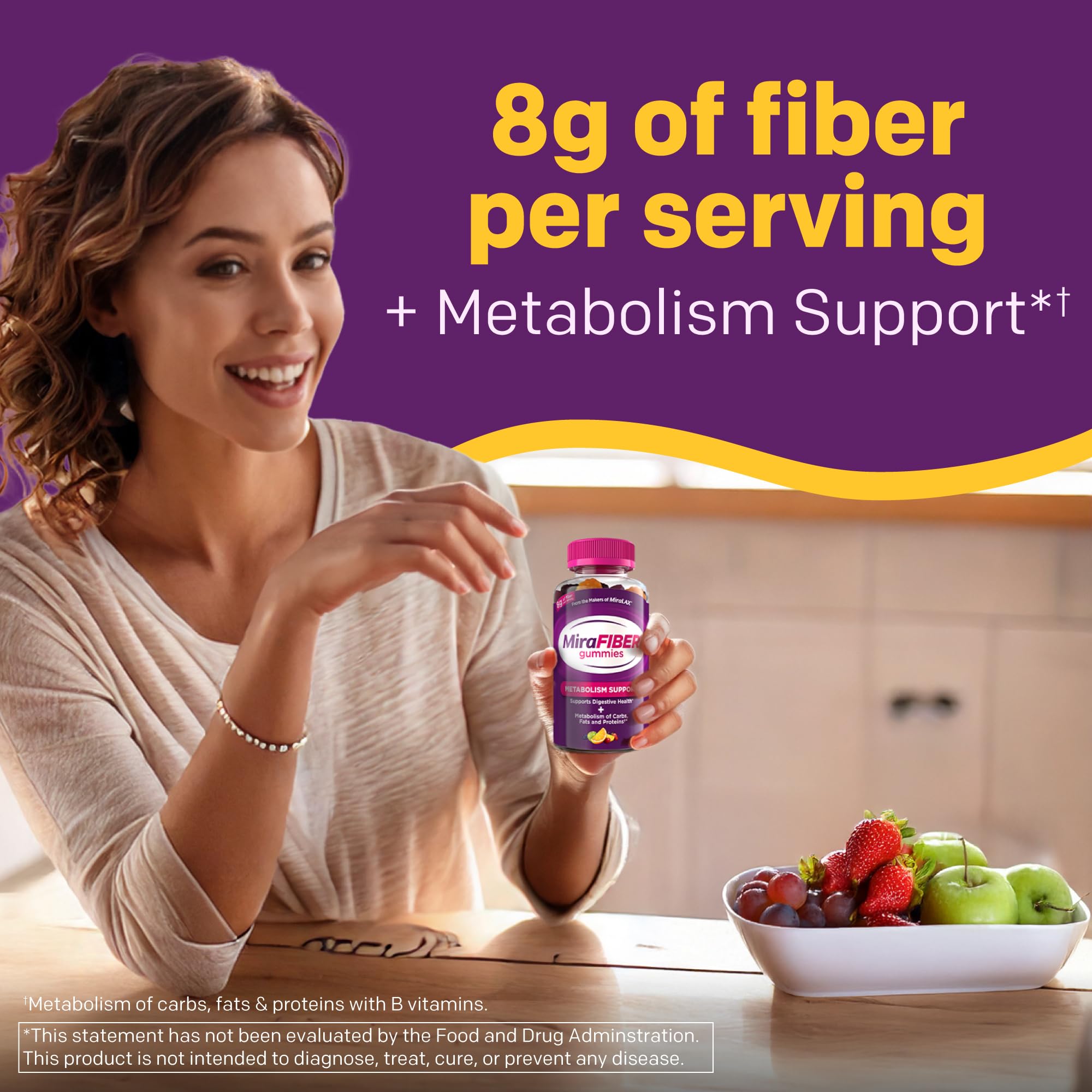 MiraLAX MiraFIBER Gummies nutritional information label