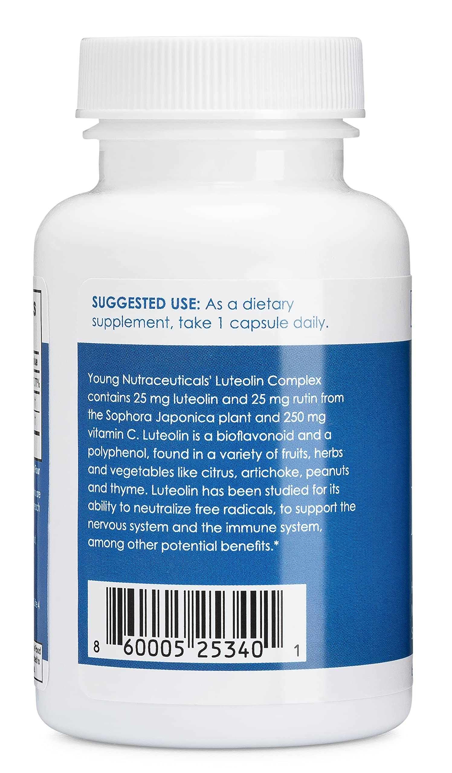 Mirica Luteolin Supplement 91g back view with ingredient list