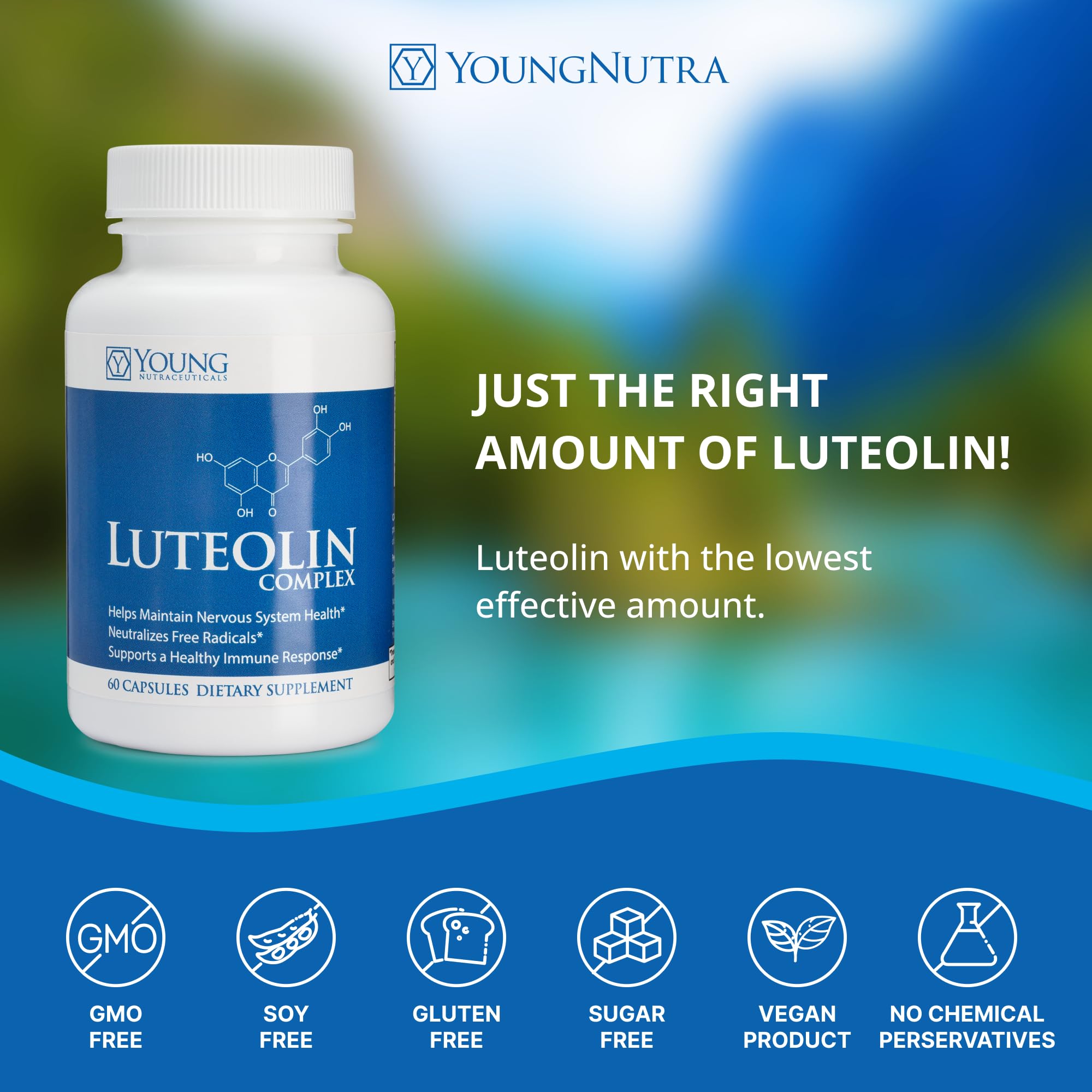 Mirica Luteolin Supplement 91g side view showing capsule