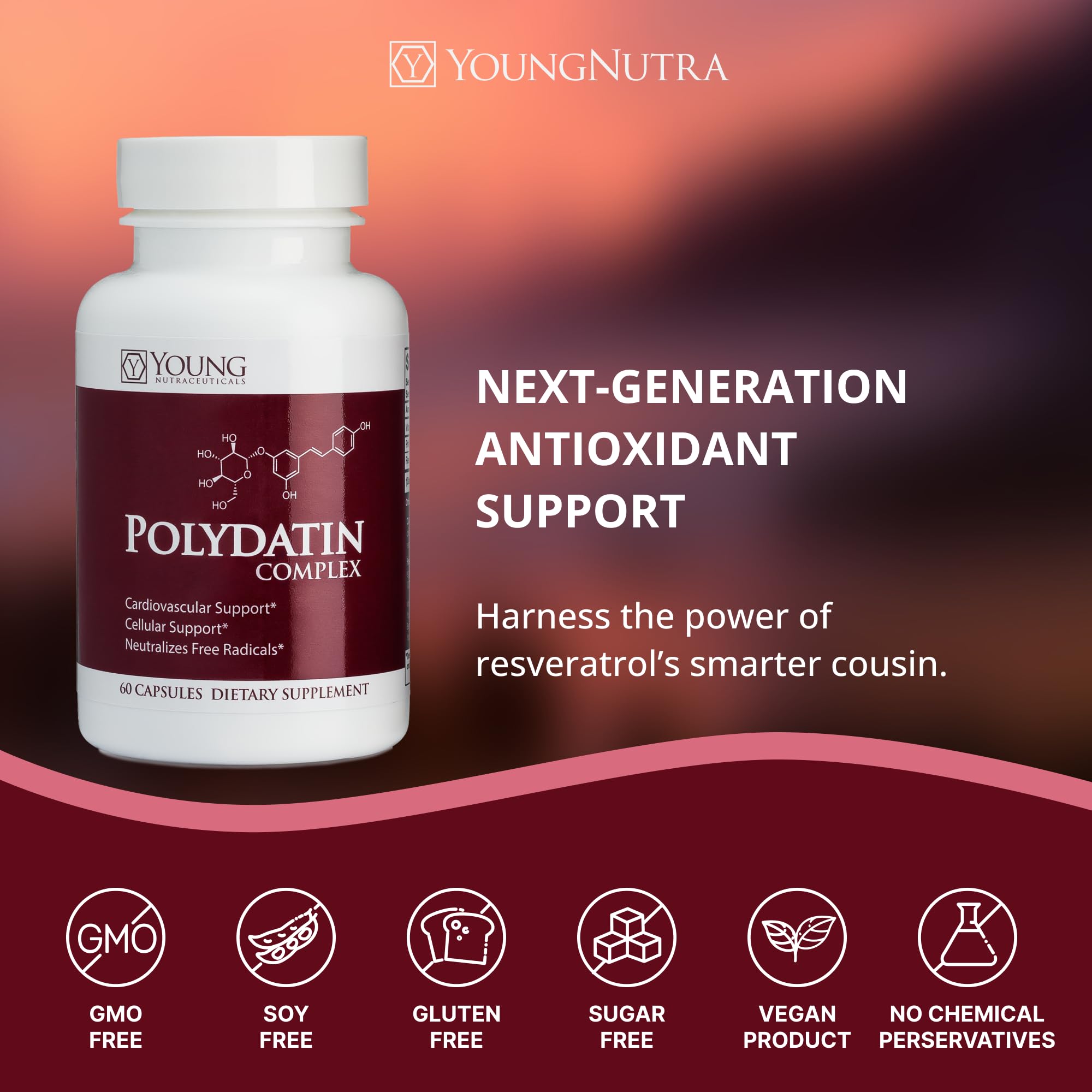 Mirica Resveratrol Supplement 75mg Polydatin bottle side view
