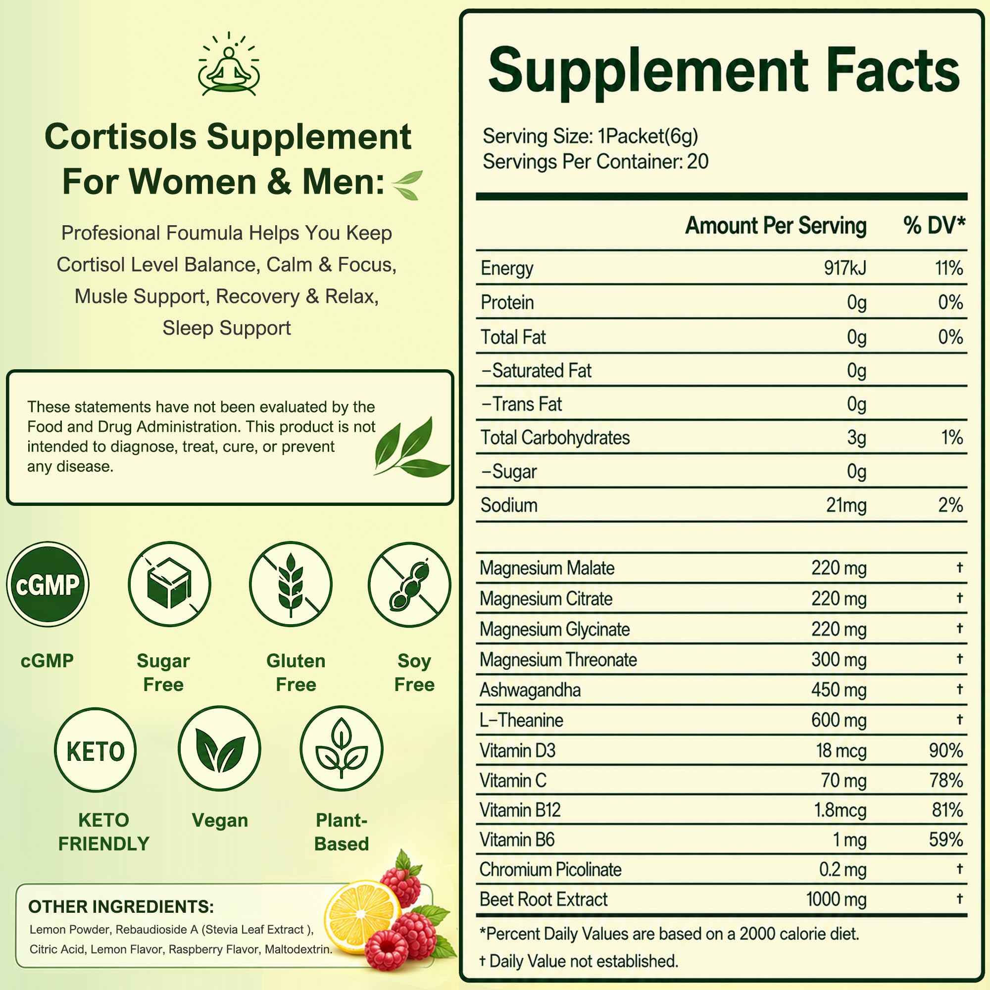 Miriyalyad Cortisol Supplement Powder box back view