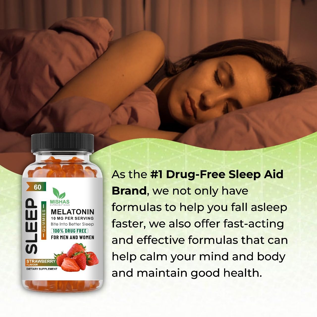Mishas Melatonin Gummies bottle with label
