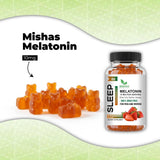 Mishas Melatonin Gummies with fresh strawberries