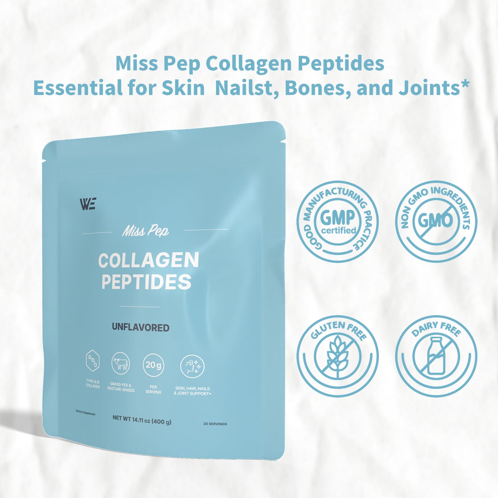 MISS PEP Collagen Peptides Supplement sachet close-up