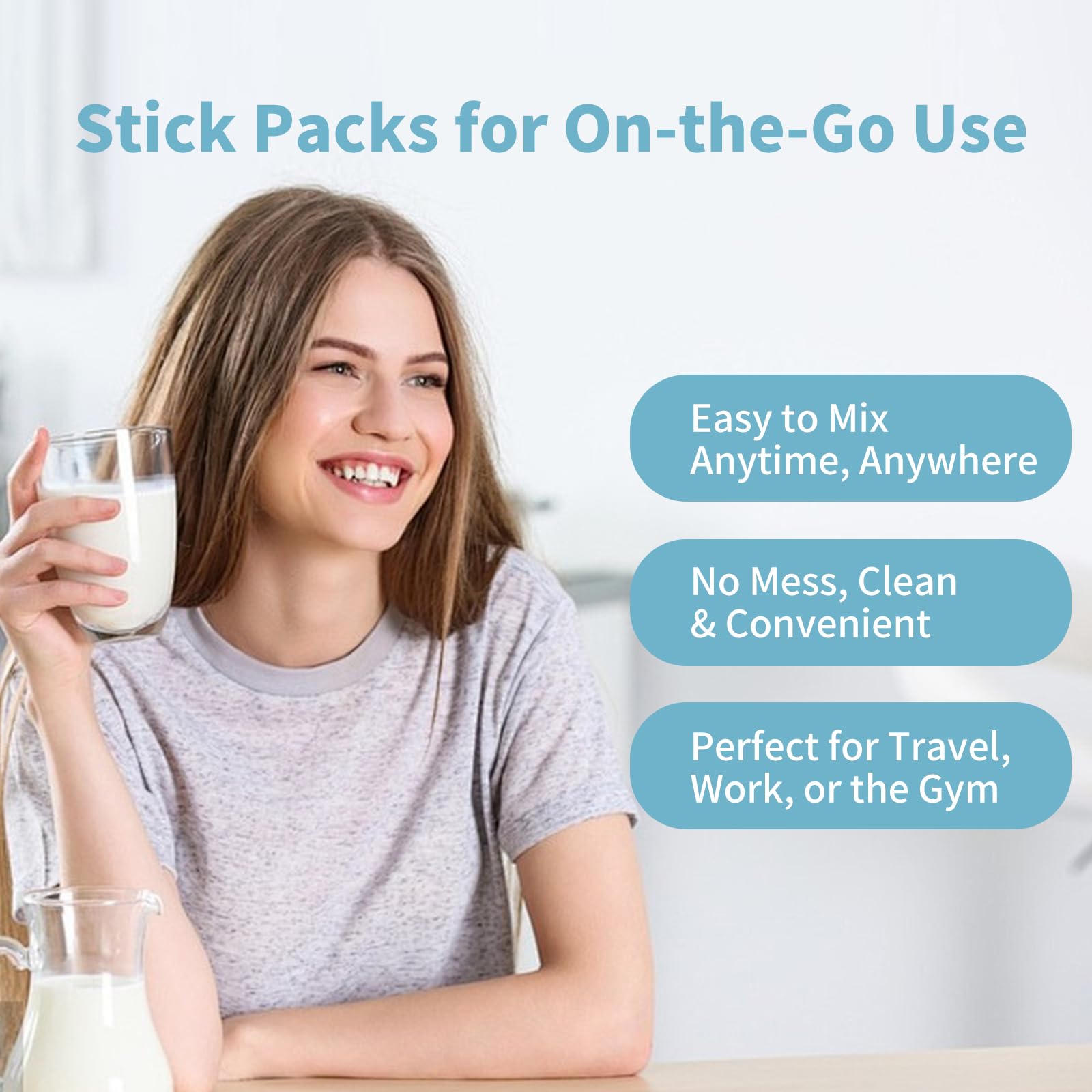 MISS PEP Collagen Peptides Supplement sachets in a gym bag