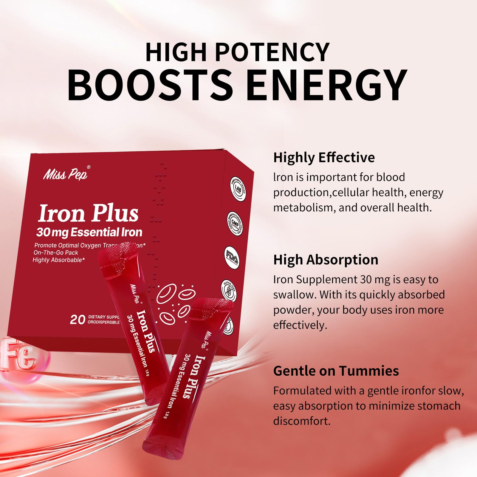 MISS PEP Iron Supplement Sticks single stick close-up