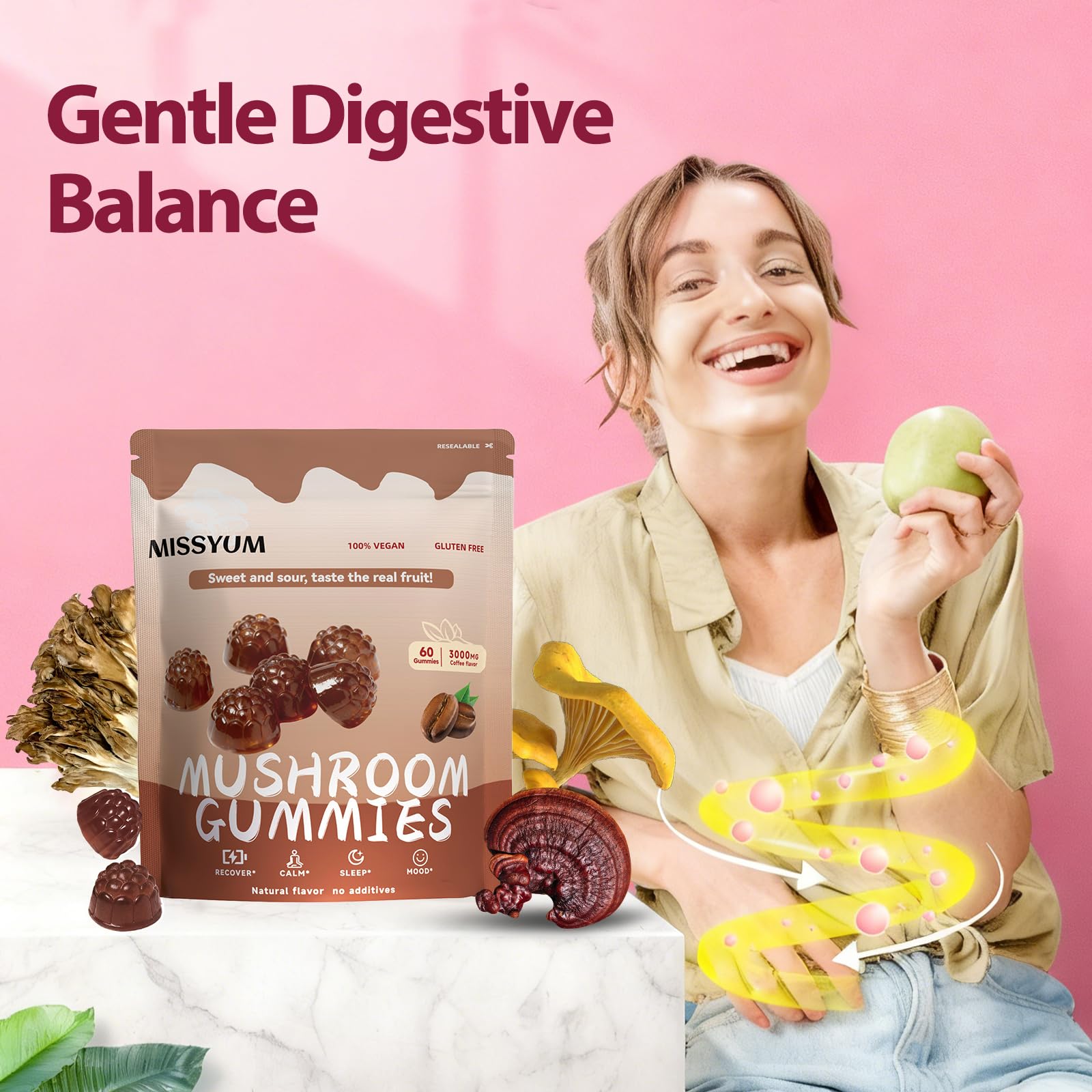 MISSYUM 10-in-2 Mushroom Blend Supplement with coffee flavour