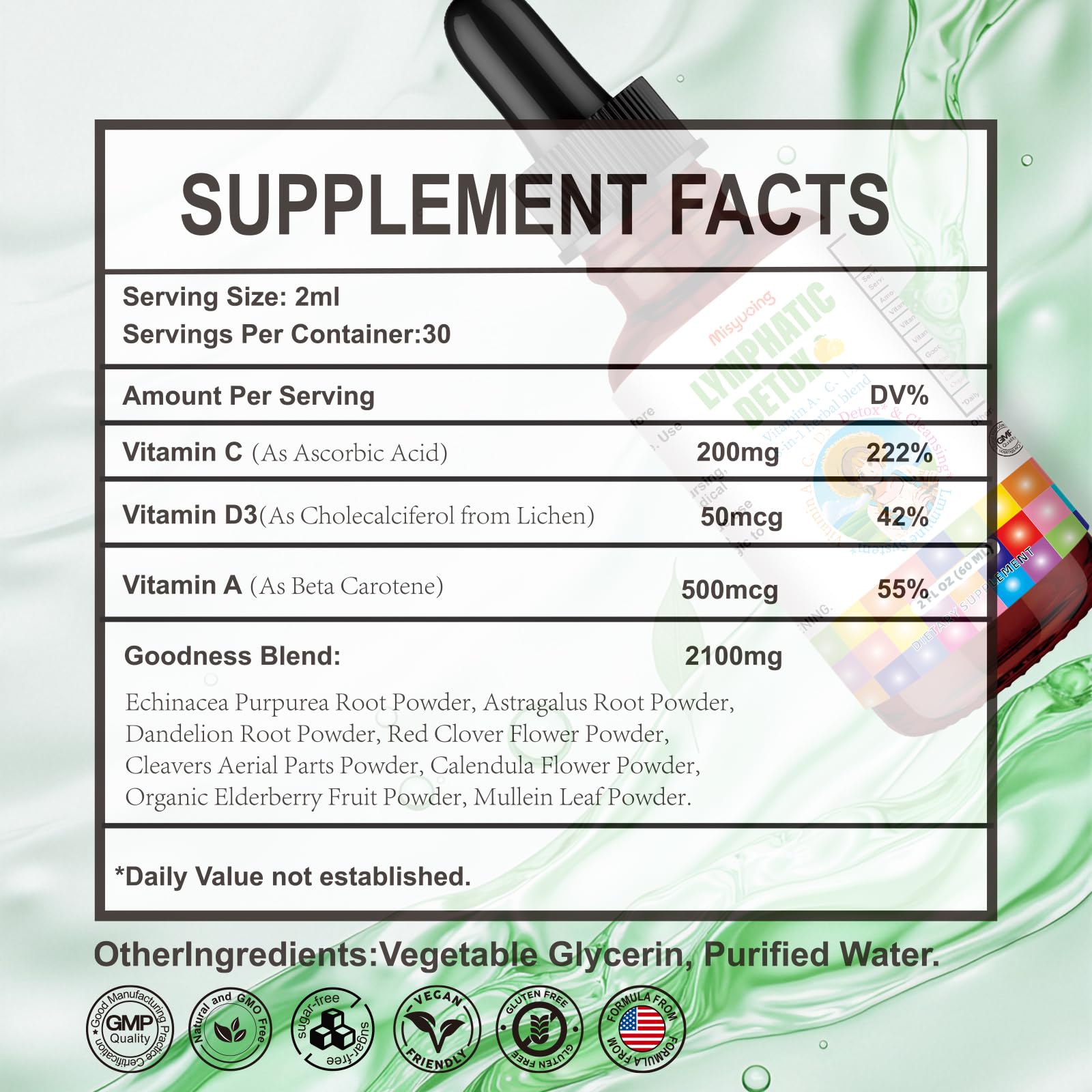 Misyvoing Echinacea Herbal Supplement 141g in a glass