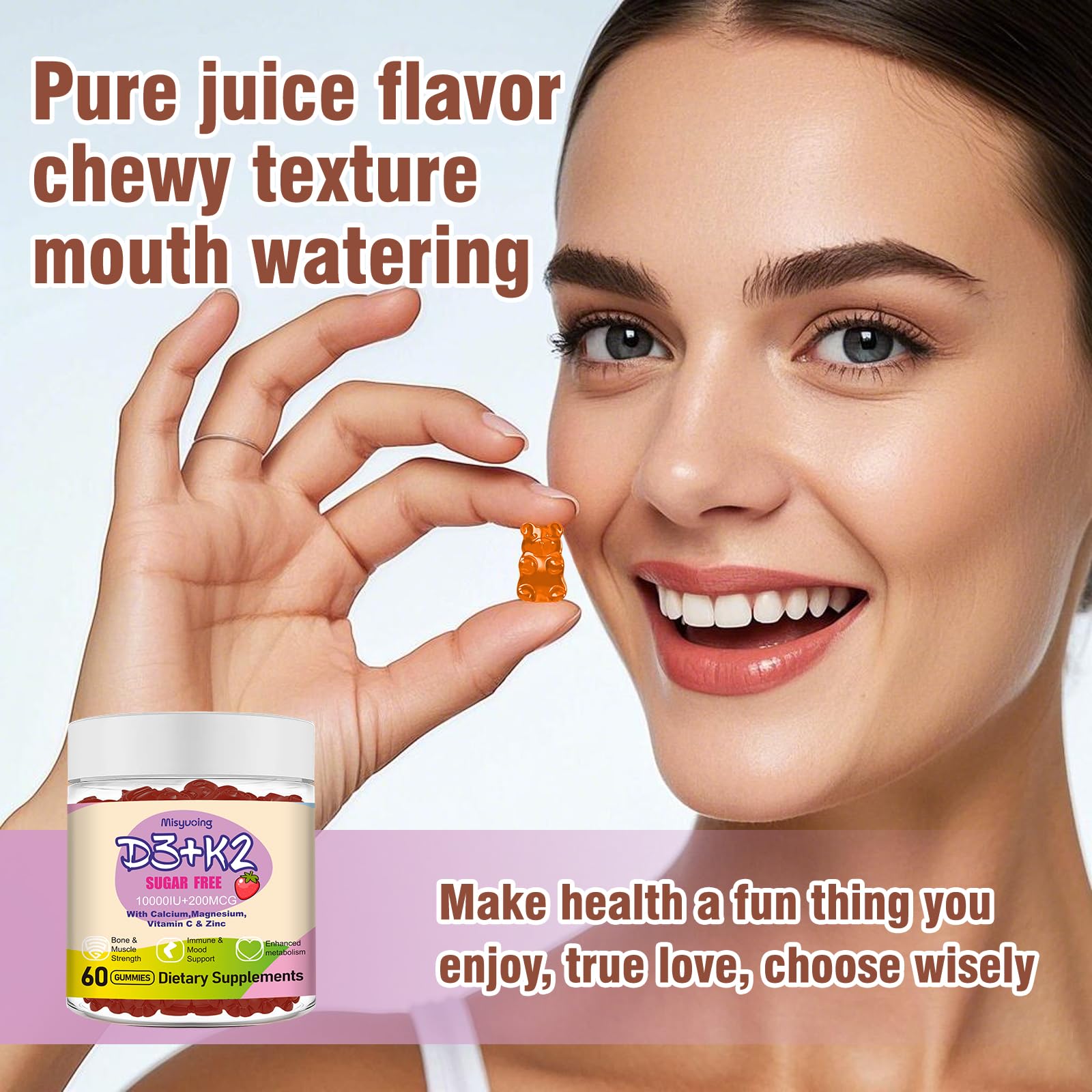 Misyvoing Multivitamin Gummies on a wooden table