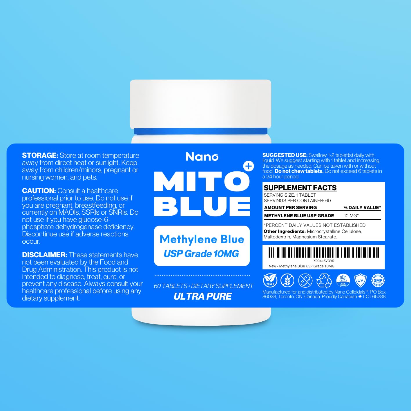 MIT0BLUE Methylene Blue Tablets 10mg with measuring guide